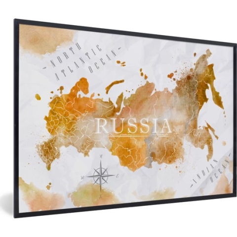 Fotolijst incl. Poster - Rusland - Wereldkaart - Verf - 120x80 cm - Posterlijst
