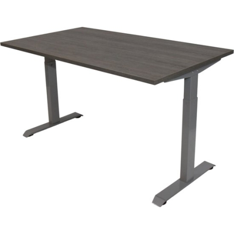 Office Hero® Cosmic - In hoogte verstelbaar bureau grijs frame - Game bureau - Computertafel - Werktafel - 160x80 - Logan eik