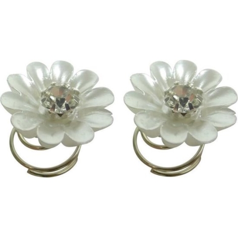 Curlies Bloem Strass Wit