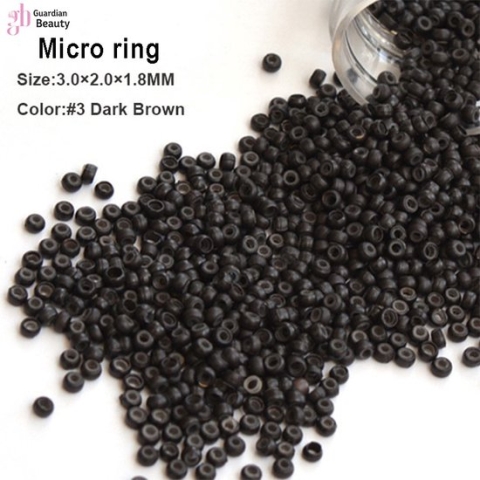 microringen, kleur # 3 Donker Bruin, voor het inzetten van hairextensions. Diameter 5 mm - 200 stuks