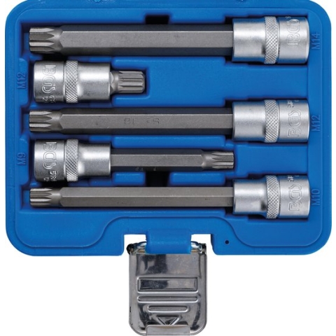 Veeltand, XZN, spline, multi-torx doppenset (M9 - M14) 1/2" 5 delig, BGS 8449