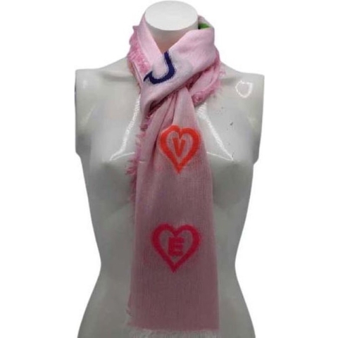 Sjaal Dames Zomer Sjaal Roze met Hartjes