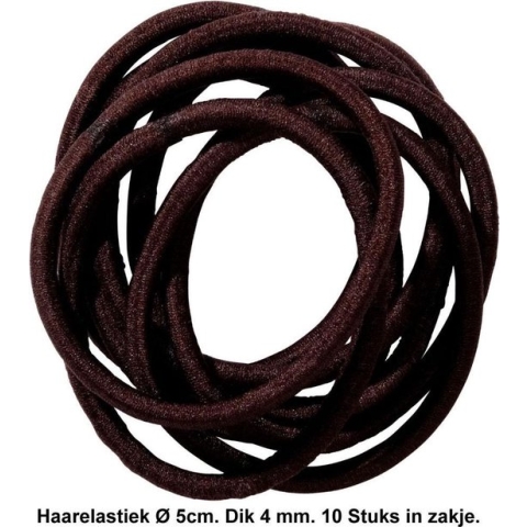 Rojafit Haarelastiekjes – Ø 5 cm. / 4 mm. dik - 10 stuks – Bruin