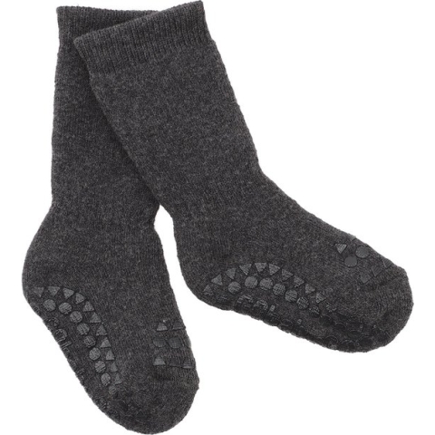 GoBabyGo - ABS Baby Sokken 6-12 Mnd Dark Grey Melange