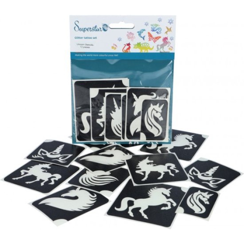 Superstar - Glitter tattoo Sjablonen Unicorn (12 stuks)