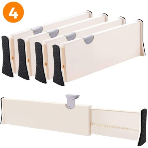 Posity Ladeverdeler - Lade Organizer - Voor Keuken / Slaapkamer / Kantoor / Kleding - Verstelbaar/uitschuifbaar - 4 Stuks - Plastic