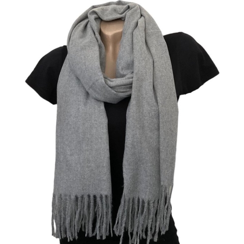 Lange Warme Sjaal - Unisex - Effen - Lichtgrijs - 200 x 75 cm (23232#)