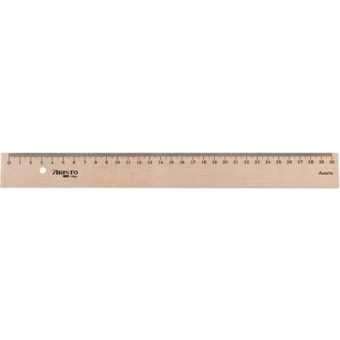 liniaal Aristo 30cm hout met metaalinleg