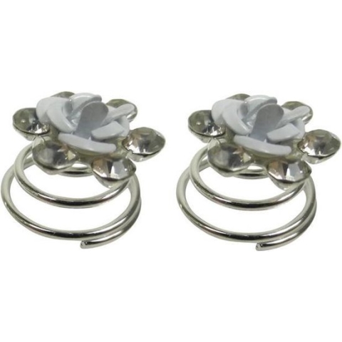 Curlies Strass Roos Bloem Zilver Wit