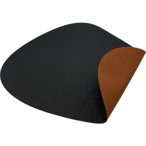 Luxe placemats lederlook - Eivormig - 6 stuks - dubbelzijdig zwart en bruin - 44 x 37 cm - leer - leatherlook placemat