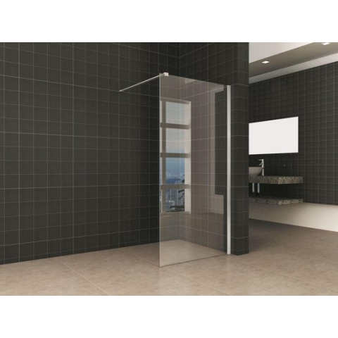 Douchewand 100x200 + RVS muurprofiel veiligh.glas antikalk