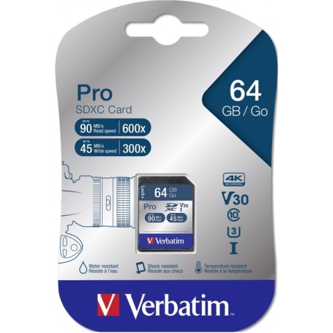 Verbatim SDXC UHS-3 geheugenkaart / 64GB