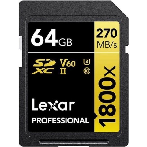 Lexar SD Pro Gold Series UHS-II 1800X 64 GB V60 - 2 pak