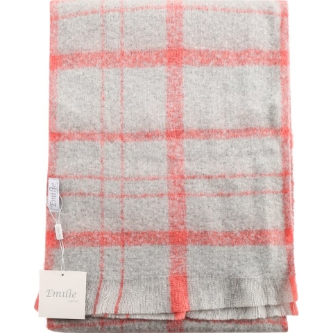 Emilie scarves – wintersjaal – grijs – roze – geruit