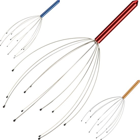 Relaxdays 1x hoofdmassage spin rood - 12 armen - hoofdspin - 24,5 cm - ontspannen