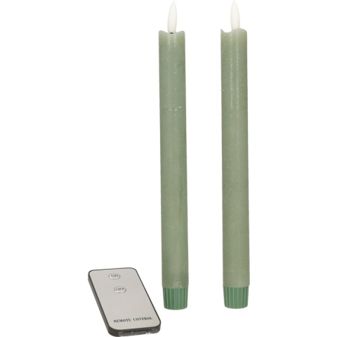 Anna's Collection LED dinerkaarsen - 2x - jade groen - 23 cm - met afstandsbediening