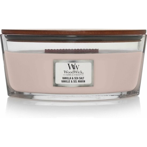 WoodWick Heartwick Flame Ellipse Geurkaars - Vanilla & Sea Salt