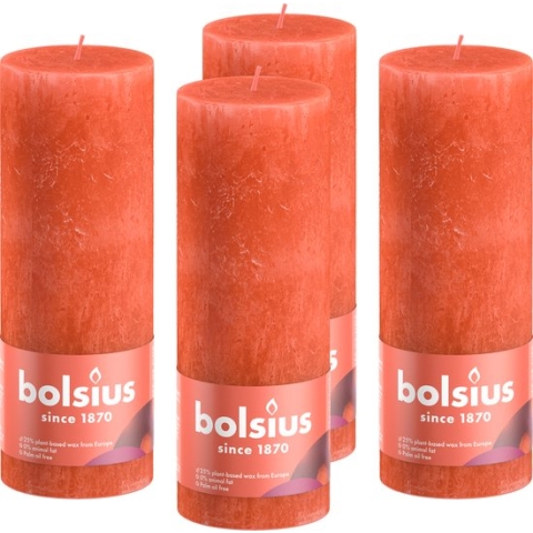 Bolsius - Rustieke Kaars - 4 Stuks - Oranje - 19cm