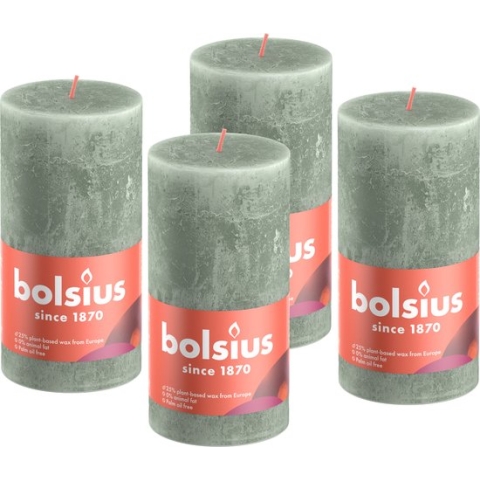 Bolsius - Rustieke Kaars - 4 Stuks - Groen - 13cm