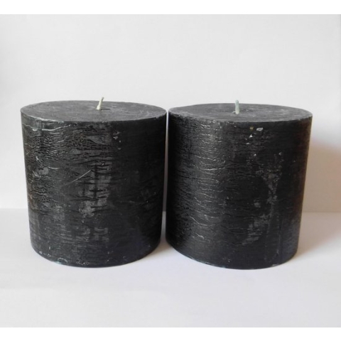 Rustieke kaarsen zwart maat 7 x 11 cm 2 stuks