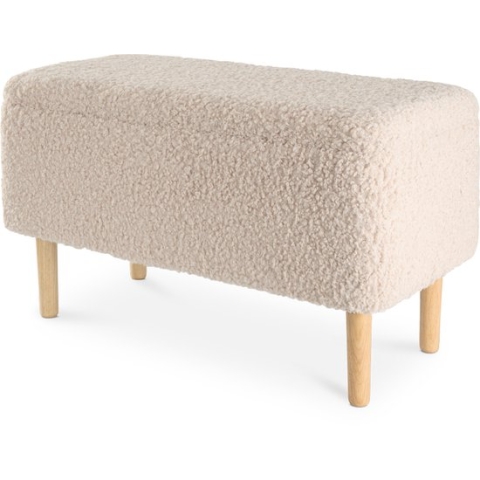 Lisomme Sem teddy bankje met opbergruimte gebroken wit - 75 x 46 cm
