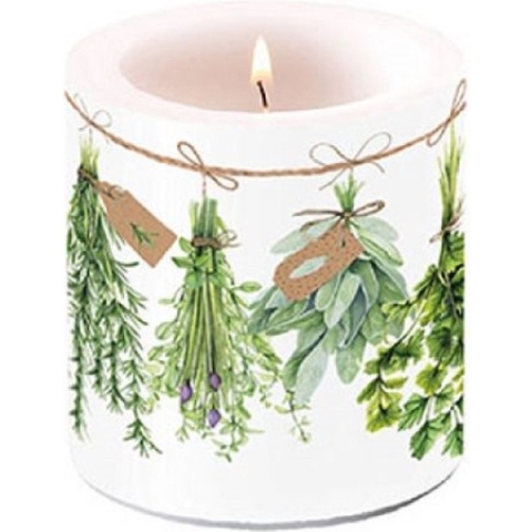 Ambiente Kaars klein Fresh Herbs Ø7,5xh8cm Paraffine
