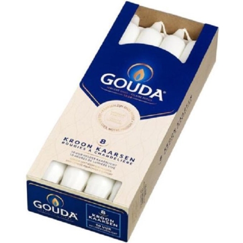 GOUDA Dinerkaars Gouda Kroonkaarsen 240/24 doos 8 wit (per 4 stuks)