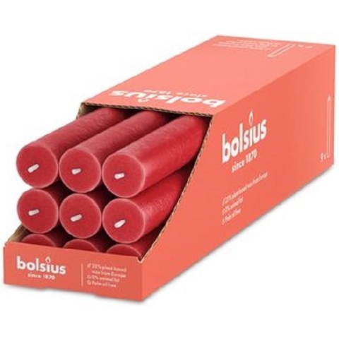Bolsius rood rustiek tafelkaarsen- dinerkaarsen 9 stuks (13 uur) Delicate Red