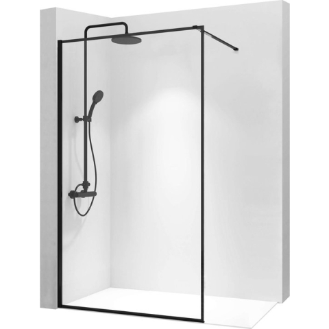 Bler Douchewand met Profiel Mat Zwart - 99 - 101 x 195 cm