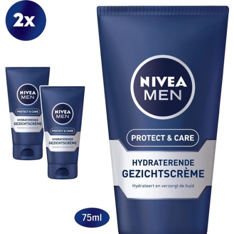 NIVEA MEN Protect & Care Hydraterende Dagcrème - 2 x 75 ml - Voordeelverpakking