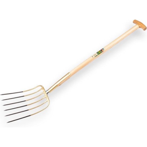 Mestvork / spitvork / compostvork Offner 6 tands brons met T-steel 90 cm