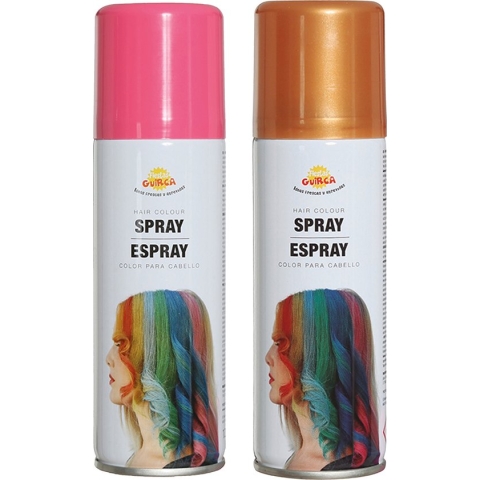 Fiesta Guirca Carnaval verkleed haar verf/spray - roze en goud - spuitbus - 125 ml