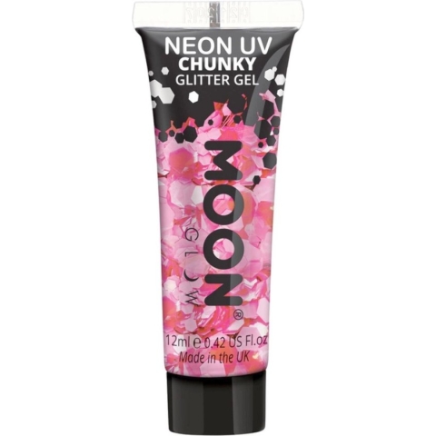 Moon Creations Glitter Makeup Moon Glow - Neon UV Chunky Glitter Gel Roze