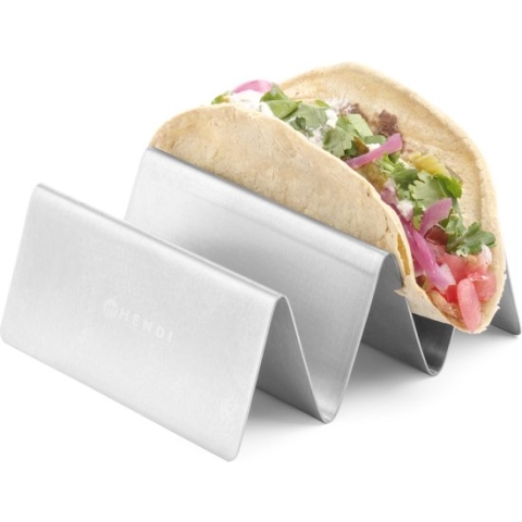 Hendi Taco Houder Ovenbestendig - 2 vakken - RVS - Professionele Tortilla Houder - 13,5x11,5x(H)5cm