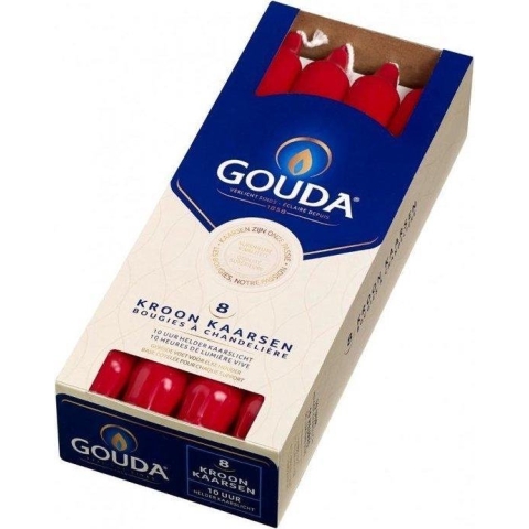 GOUDA Dinerkaars Gouda Kroonkaarsen 240/24 doos 8 rood (per 4 stuks)