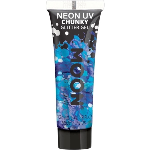 Moon Creations Glitter Makeup Moon Glow - Neon UV Chunky Glitter Gel Blauw