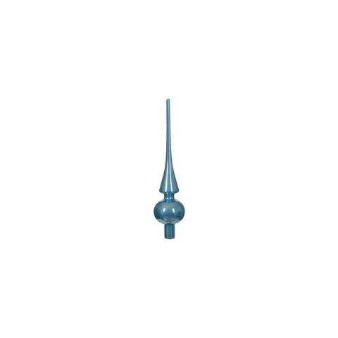Decoris Piek - ijs blauw - glas - kerstboom topper - glans - 26 cm