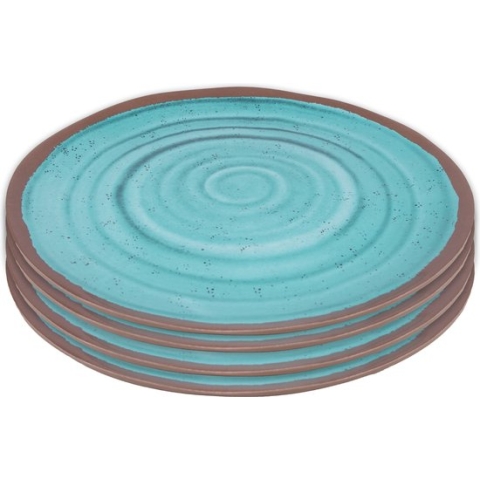 Bo-Camp Dinerbord Halo - Campingbord - 100% Melamine - 4 stuks - Aqua