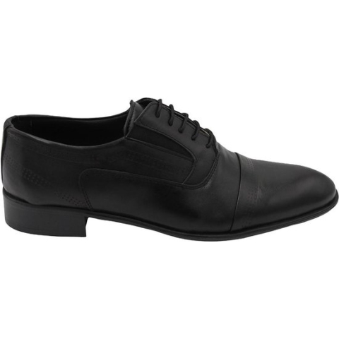Veterschoenen- Nette Heren schoenen 1195- Leather- Zwart- Maat 43