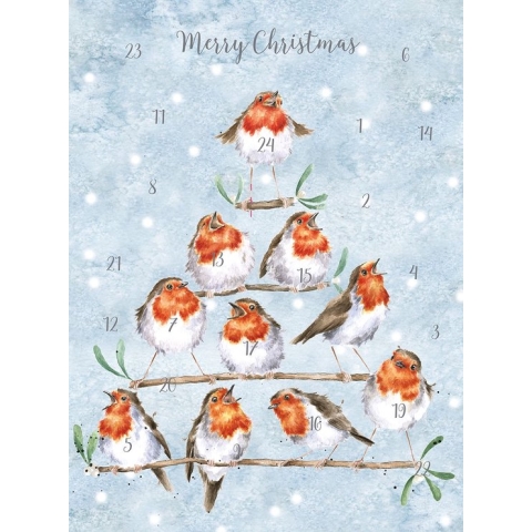 Adventskalender Kaart A4 Wrendale - Rockin Robins Advent Calendar