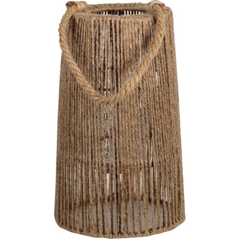 Clayre & Eef Windlicht Ø 19*30 cm Bruin Jute Rond Kaarsenhouder Sfeerverlichting