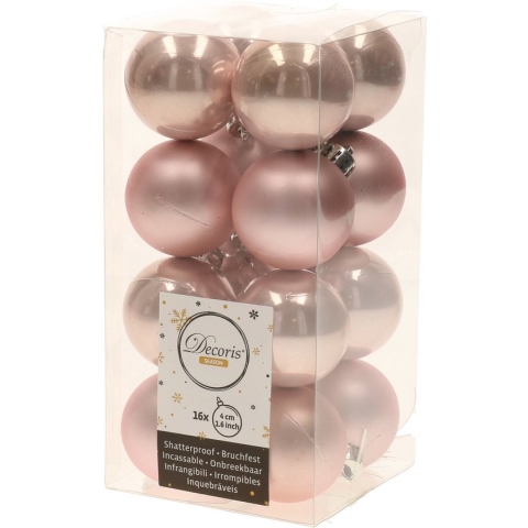 Decoris kerstballen - 16 stuks - 4cm - kunststof