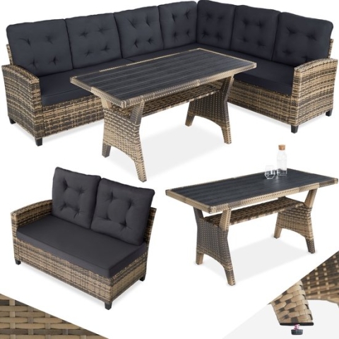 tectake® - Wicker zitgroep loungegroep tuinset loungeset - Catania - natuur - 404251