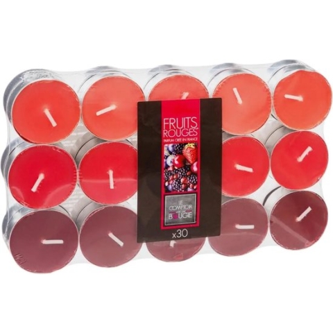 Atmosphera Geurkaars waxine/theelichtjes - 30x stuks - Rood fruit - 3,5 branduren
