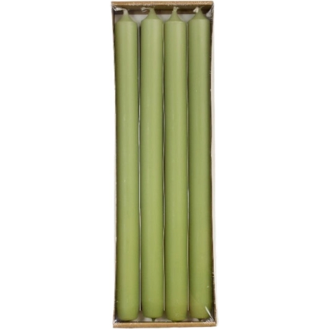 Rustik Lys - Lange dinerkaarsen 'Mat' (Olive, Ø 2.1 x 29cm, set van 4)