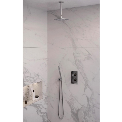 Inbouw Regendouche Set Brauer Chrome Edition Plafond Uitloop Ronde Hoofddouche 20 cm