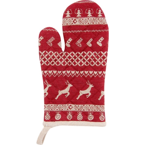 Clayre & Eef Ovenwant 16x30 cm Rood Katoen Kerst Ovenhandschoen