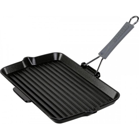 Staub - Grillpan met handvat - Gietijzer - 34 x 21cm - Zwart