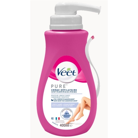 Veet - PURE - Ontharingscrème - Gevoelige Huid - Geen Geur van Ammoniak - 400 ml