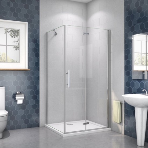 70x100cm Douchecabine met Draaideur en Zijwand 195 cm hoog ,6mm Nano Coating Veiligheidsglas.Chroom.